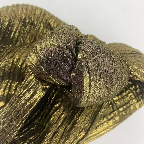 African Women Turban Caps Beanie Knotted Head Wraps Solid Gold Fashion main image 6